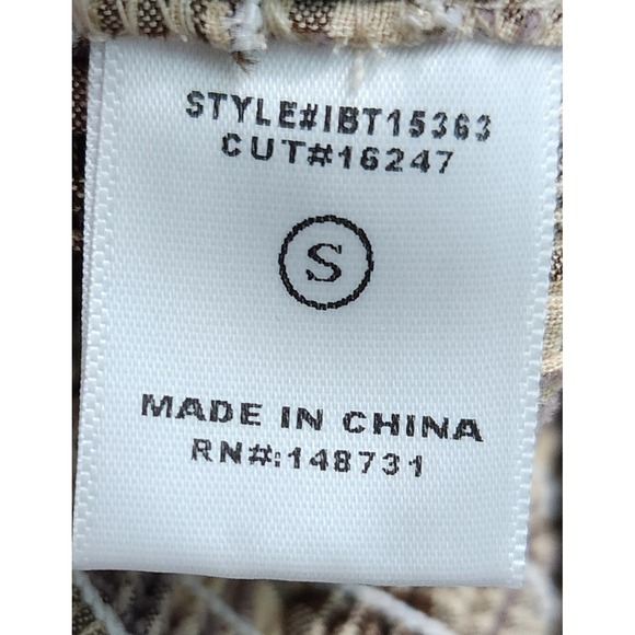 Blue Blush‎ Smocked Plaid Crop Top Square Neck Long Sleeve Blouse Small - Picture 5 of 6